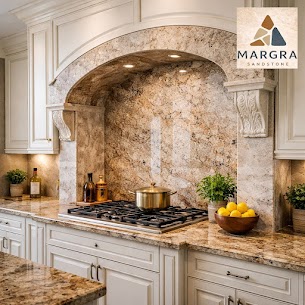 Kitchen Platform Mehrab Design with Natural Stone for Elegant Homes in Delhi