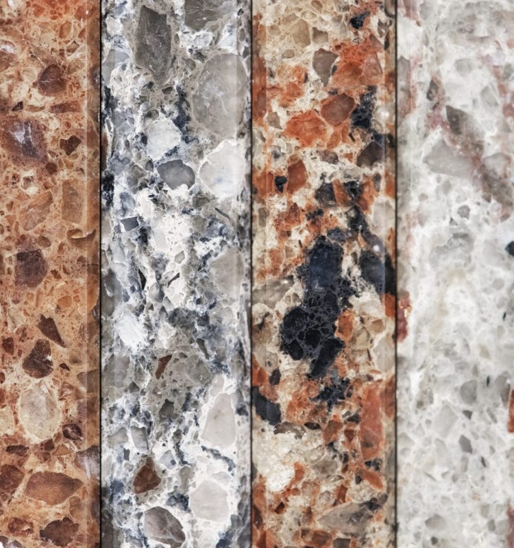 Colorful vertical slabs of marble